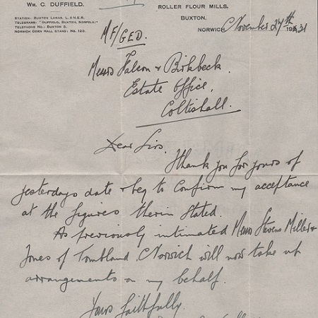 Buxton Mill letter