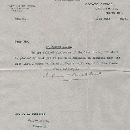 Buxton Mill Letter